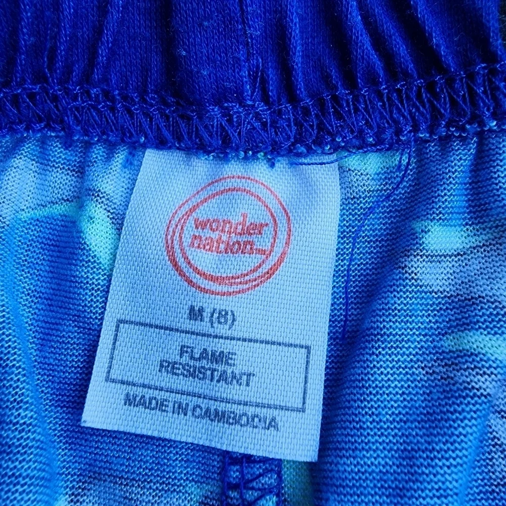 Wonder Nation Boys Pajama Shorts Sleep Set 2-Piece Set Blue Gray Sharks Fleece 8